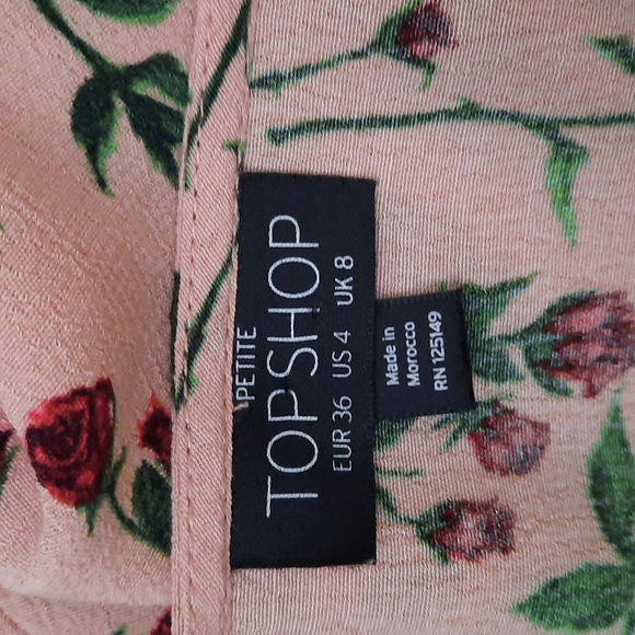 TopShop wrap front salmon pink floral blouse-sm - Picture 4 of 5